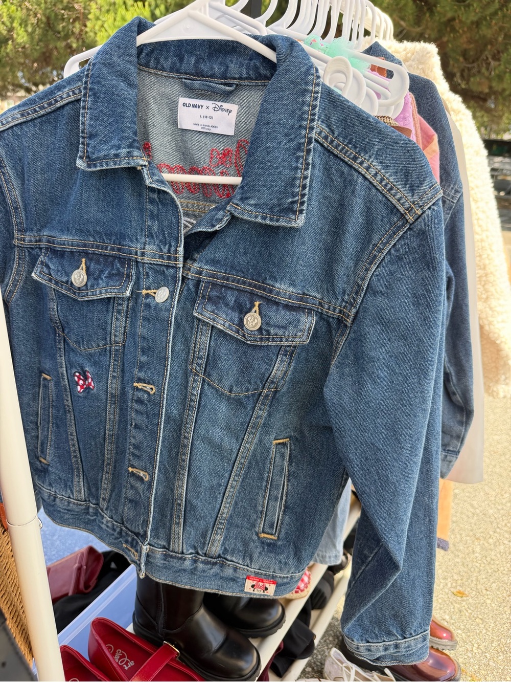 Old Navy Girls Blue Denim Jacket with Small Bow Patch